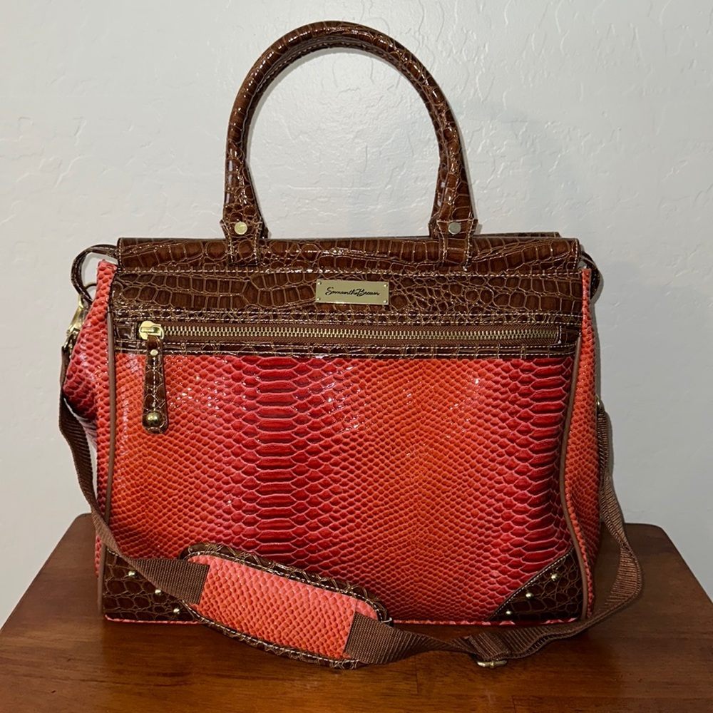 Samantha Brown | Orange Faux Crocodile Print Travel Bag